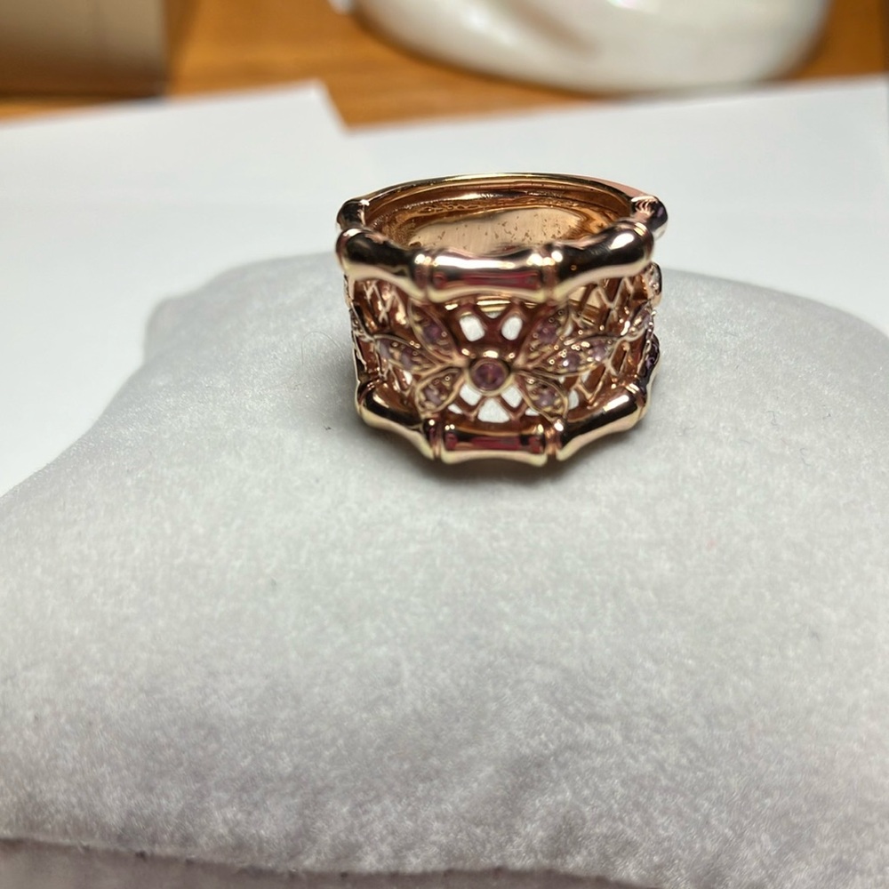 Technibond Orginial Rose Gold CZ Bamboo Ring - Picture 5 of 10
